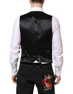 Dolce & Gabbana Black Wool Waistcoat Dress Formal Vest