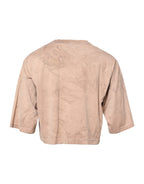 Dolce & Gabbana Beige Tie Dye Logo Print Cropped T-shirt