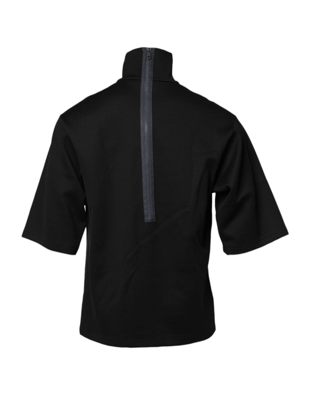 Dolce & Gabbana Black Cotton DG Print Turtleneck T-shirt