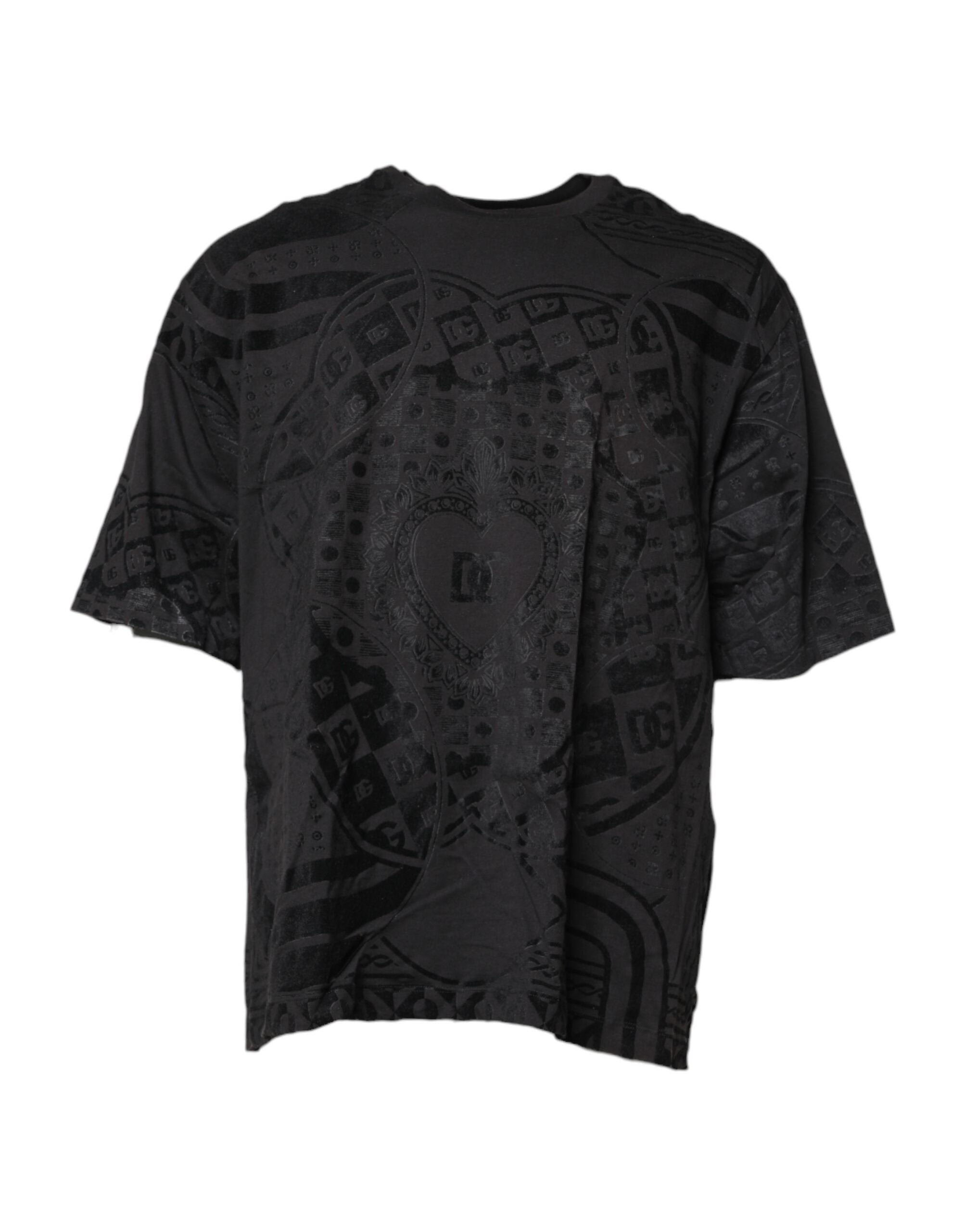 Dolce & Gabbana Black Cotton Bandana Logo Crew Neck T-shirt