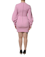 Dolce & Gabbana Pink Polyester Long Sleeves Sheath Mini Dress
