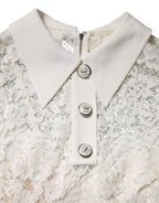 Dolce & Gabbana White Floral Lace Long Sleeves A-line Dress