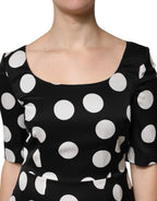 Dolce & Gabbana Black White Polka Dot Sheath Midi Dress