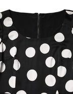 Dolce & Gabbana Black White Polka Dot Sheath Midi Dress