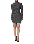 Dolce & Gabbana Black Embellished Nylon Bodycon Mini Dress