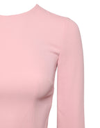 Dolce & Gabbana Pink Viscose 3/4 Sleeves Sheath Midi Dress