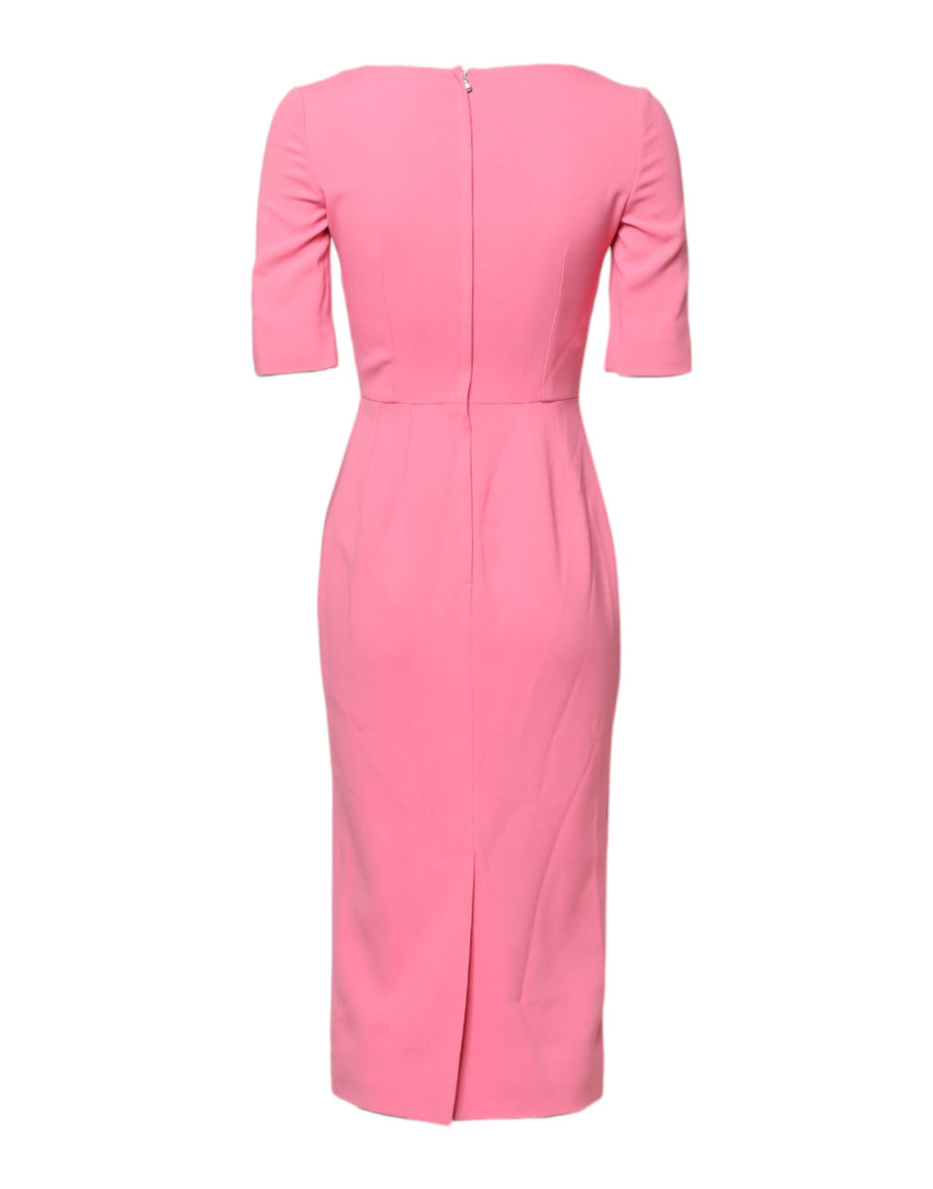 Dolce & Gabbana Pink Viscose Short Sleeve Sheath Midi Dress