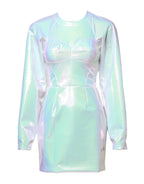 Dolce & Gabbana White Long Sleeves Bodycon Sheath Mini Dress