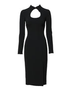 Dolce & Gabbana Black Long Sleeves Bodycon Sheath Midi Dress