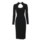 Dolce & Gabbana Black Long Sleeves Bodycon Sheath Midi Dress