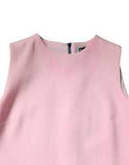 Dolce & Gabbana Pink Blue Wool Sleeveless Shift Mini Dress