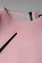 Dolce & Gabbana Pink Blue Wool Sleeveless Shift Mini Dress