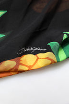 Dolce & Gabbana Black Pineapple Print Silk Wrap Mini Dress