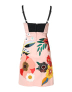Dolce & Gabbana Pink Floral Print Spaghetti Strap Mini Dress
