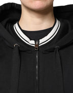 Dolce & Gabbana Black Cotton Hooded Full Zip Sweatshirt Sweater