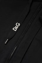 Dolce & Gabbana Black Cotton Hooded Full Zip Sweatshirt Sweater