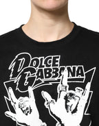 Dolce & Gabbana Black Cotton Printed Short Sleeves T-shirt