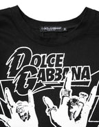Dolce & Gabbana Black Cotton Printed Short Sleeves T-shirt