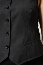 Dolce & Gabbana Black Striped Button Down Sleeveless Vest Top