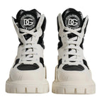 Dolce & Gabbana White Padded Mid Calf Lace Up Boots Shoes