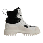 Dolce & Gabbana White Padded Mid Calf Lace Up Boots Shoes