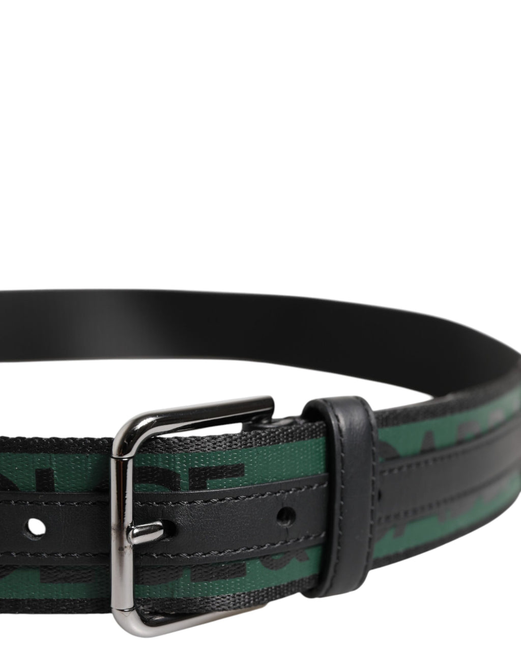 Dolce & Gabbana Green Black Polyester DG Logo Buckle Belt