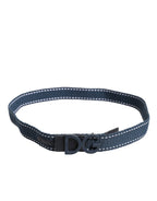 Dolce & Gabbana Blue Cotton Leather DG Logo Metal Buckle Belt
