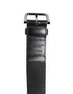 Dolce & Gabbana Black Blue DG Logo Silver Metal Buckle Belt