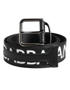 Dolce & Gabbana Black White DG Logo Brass Metal Buckle Belt