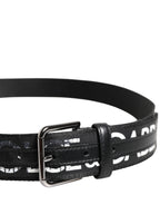 Dolce & Gabbana Black White DG Logo Brass Metal Buckle Belt