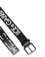 Dolce & Gabbana Black White DG Logo Brass Metal Buckle Belt
