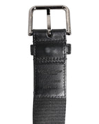 Dolce & Gabbana Black White DG Logo Brass Metal Buckle Belt