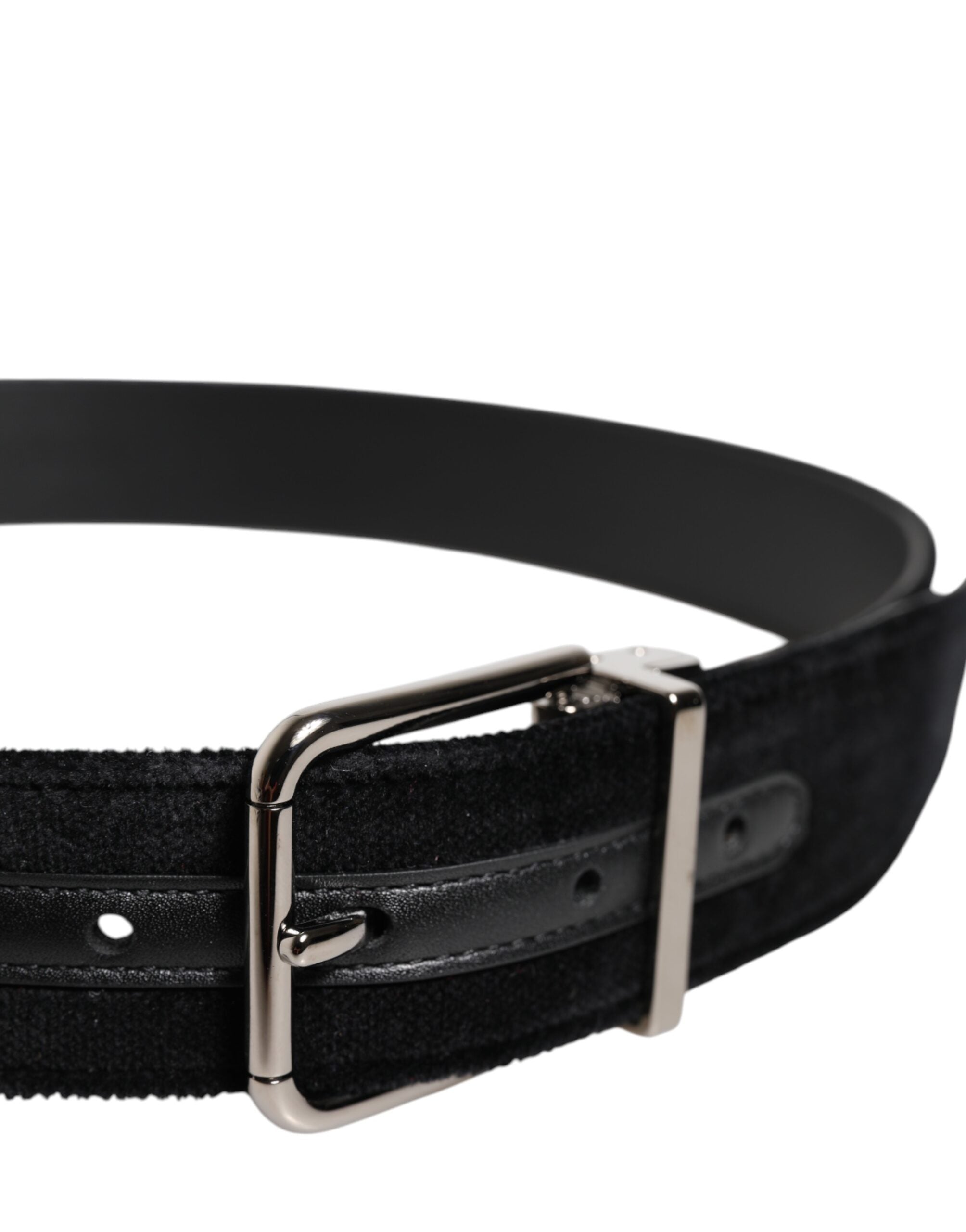 Dolce & Gabbana Black Cotton Silver Metal Buckle Belt