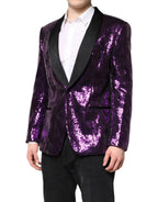 Dolce & Gabbana Purple SICILIA Sequin Embellish Coat Jacket