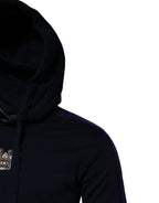 Dolce & Gabbana Black Crown Cotton Hooded Sweatshirt Sweater