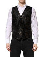Dolce & Gabbana Black Lurex Dress Formal Men Waistcoat Vest