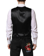 Dolce & Gabbana Black Lurex Dress Formal Men Waistcoat Vest