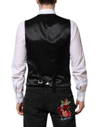 Dolce & Gabbana Red Black Stripe Dress Formal Waistcoat Vest