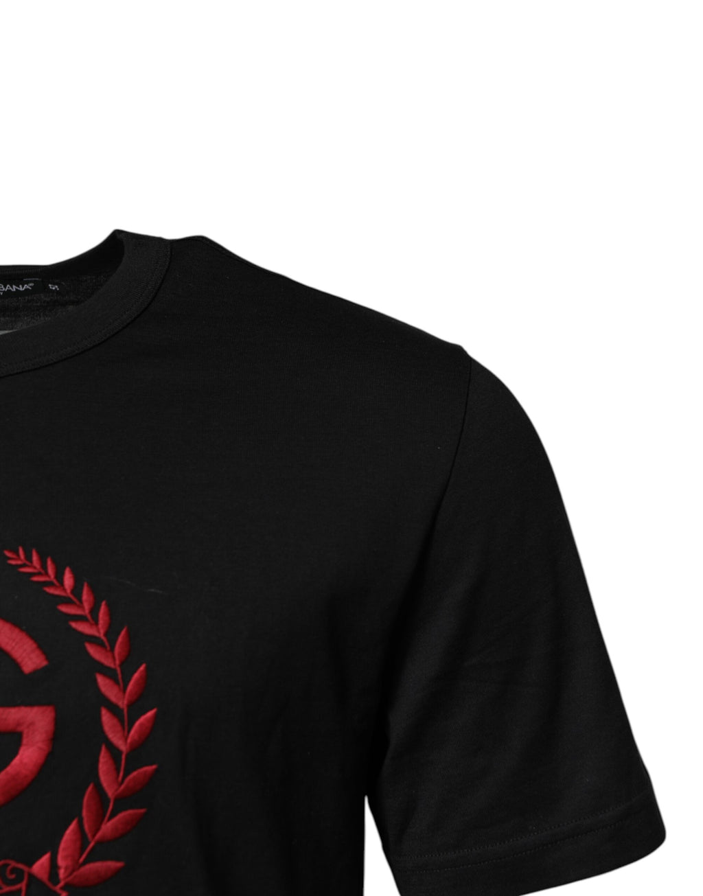 Dolce & Gabbana Black Cotton Embroidered Crew Neck T-shirt