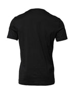 Dolce & Gabbana Black Cotton Embroidered Crew Neck T-shirt