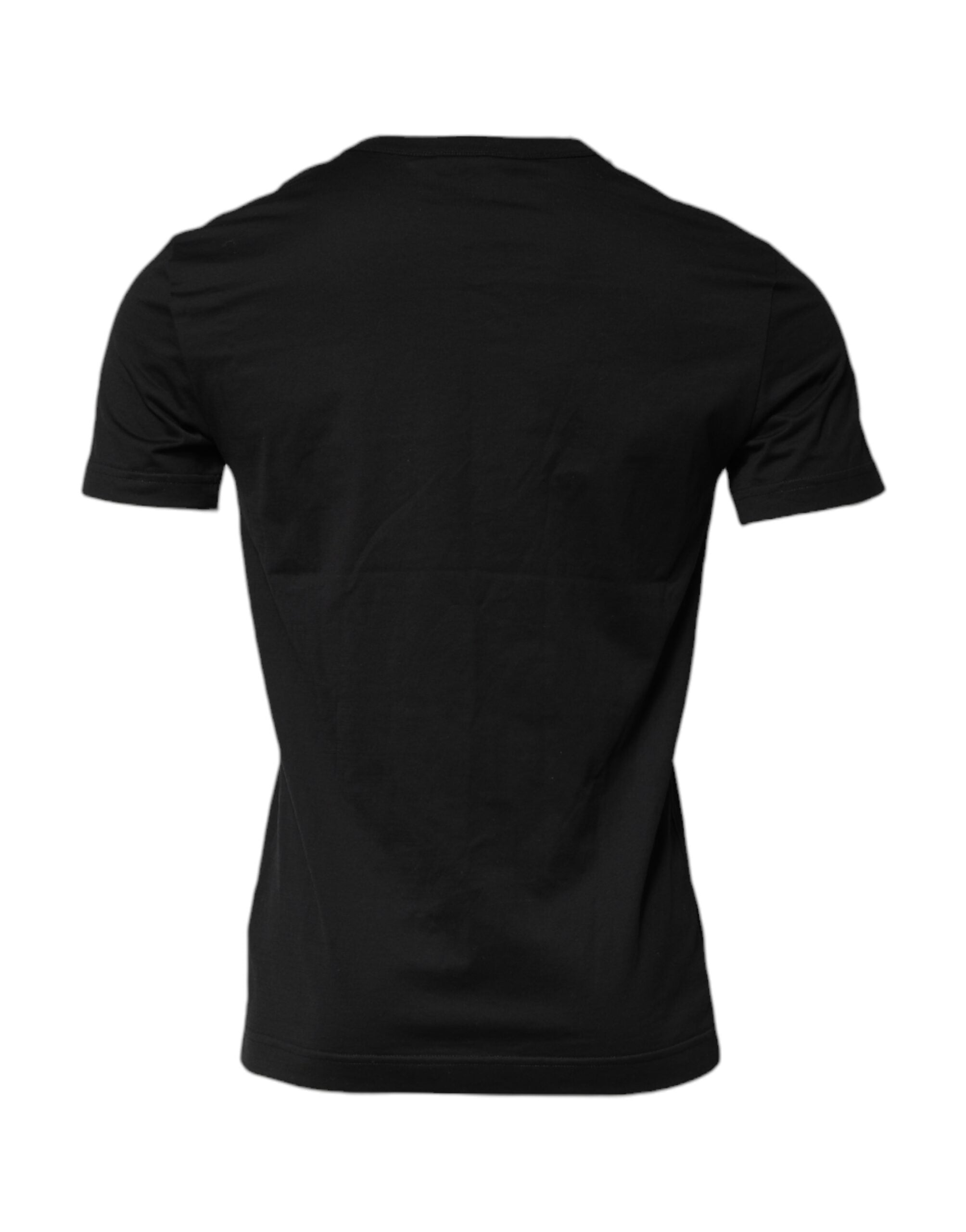 Dolce & Gabbana Black Cotton Short Sleeves Round Neck T-shirt