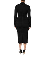 Dolce & Gabbana Black Long Sleeves Sheath Midi Dress