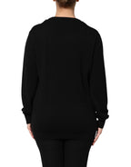 Dolce & Gabbana Black Cashmere Crystal Embellished Sweater