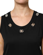 Dolce & Gabbana Black DG Embellished Sleeveless Tank Top