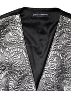 Dolce & Gabbana Silver Floral Jacquard Sleeveless Vest Top