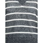Brunello Cucinelli Blue Linen Sleeveles Sweater