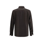 Brunello Cucinelli Brown Fleece Wool Pattern Shirt