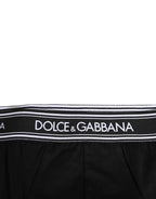 Dolce & Gabbana Black Cotton Stretch Logo Print Brief Underwear