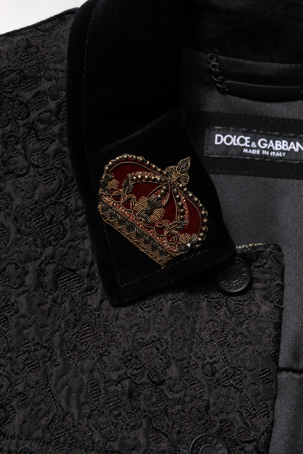Dolce & Gabbana Black Gold Floral Jacquard Men Biker Jacket