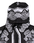 Dolce & Gabbana Black Bandana Print Hooded Bomber Jacket